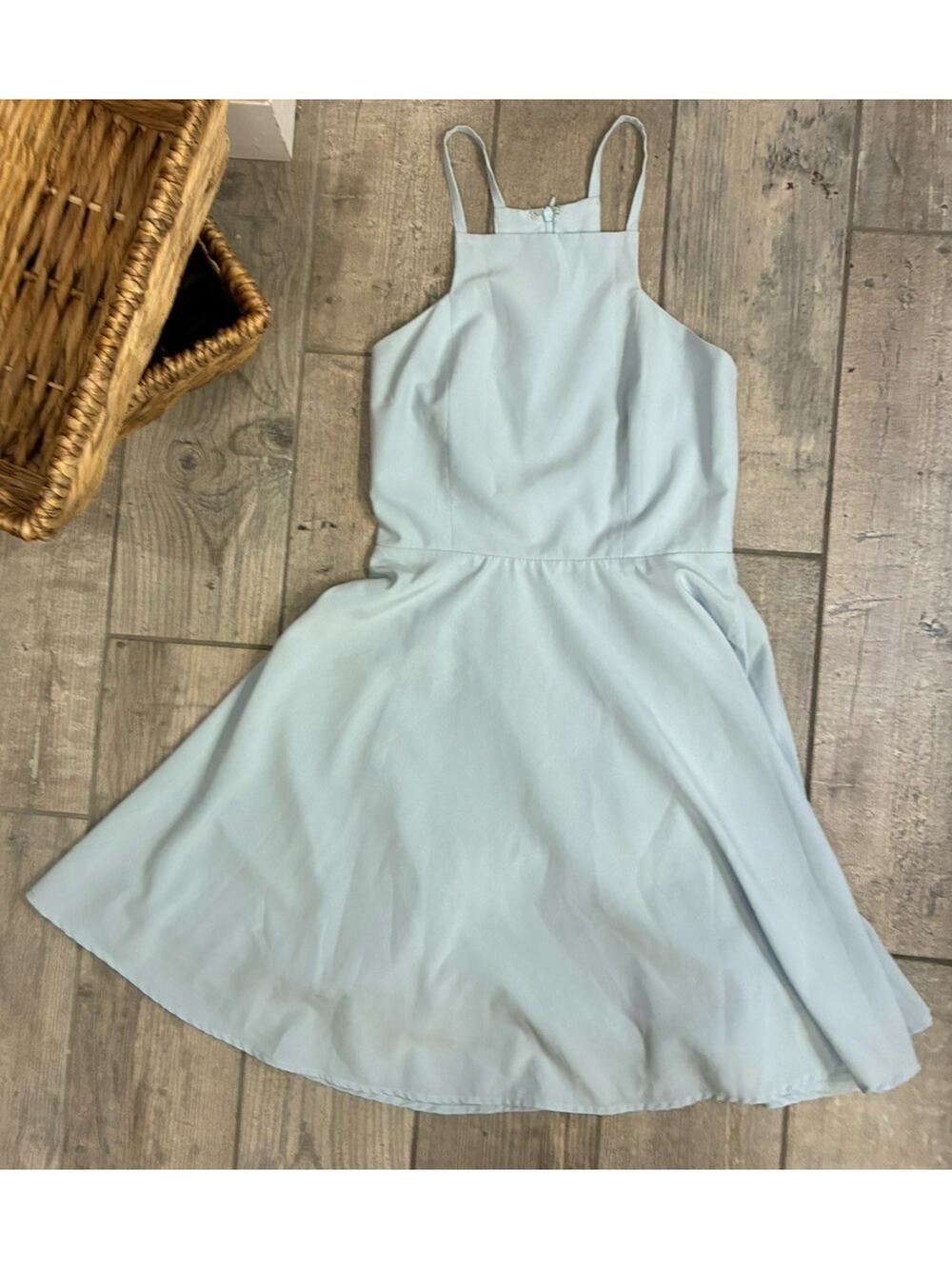 Lulus Call to Charms Light Blue Racerback Skater Mini Dress Womens XS